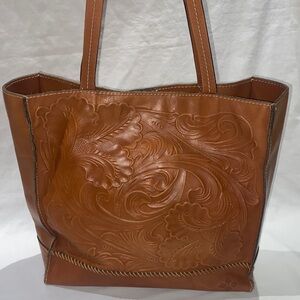 Patricia Nash Tan Embossed Leather Tote
